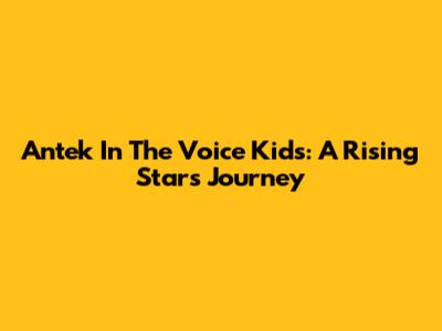 Antek In The Voice Kids: A Rising Star's Journey