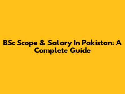 BSc Scope & Salary In Pakistan: A Complete Guide