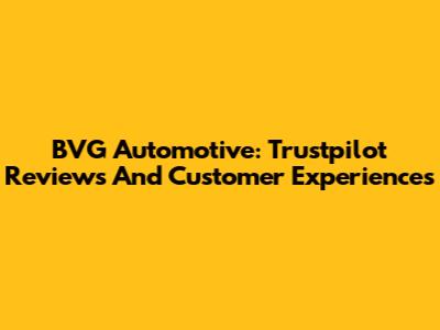 BVG Automotive: Trustpilot Reviews And Customer Experiences