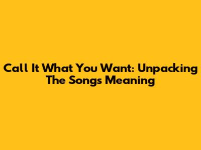 Call It What You Want: Unpacking The Song's Meaning