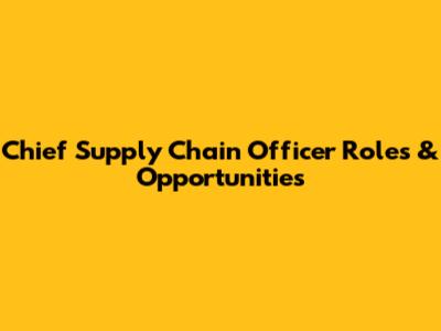 Chief Supply Chain Officer Roles & Opportunities