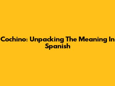 Cochino: Unpacking The Meaning In Spanish