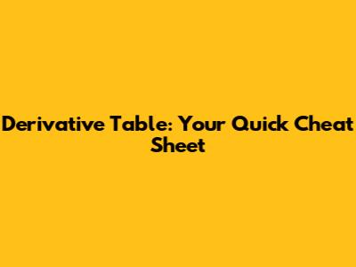 Derivative Table: Your Quick Cheat Sheet