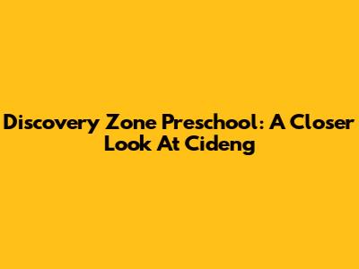 Discovery Zone Preschool: A Closer Look At Cideng