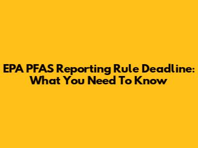 EPA PFAS Reporting Rule Deadline: What You Need To Know