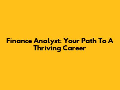 Finance Analyst: Your Path To A Thriving Career