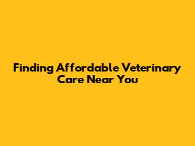 Finding Affordable Veterinary Care Near You