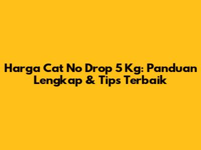 Harga Cat No Drop 5 Kg: Panduan Lengkap & Tips Terbaik