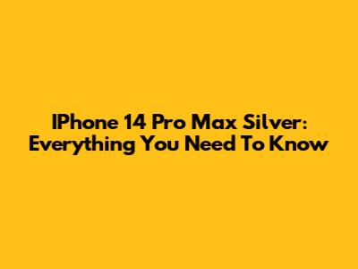 IPhone 14 Pro Max Silver: Everything You Need To Know