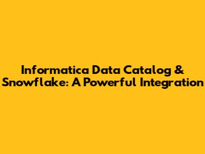 Informatica Data Catalog & Snowflake: A Powerful Integration