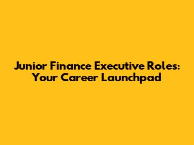 Junior Finance Executive Roles: Your Career Launchpad