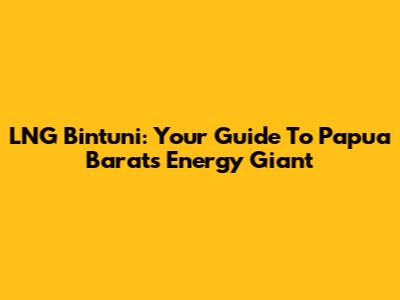 LNG Bintuni: Your Guide To Papua Barat's Energy Giant
