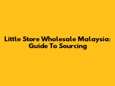 Little Store Wholesale Malaysia: Guide To Sourcing