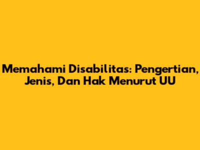 Memahami Disabilitas: Pengertian, Jenis, Dan Hak Menurut UU