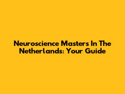 Neuroscience Masters In The Netherlands: Your Guide