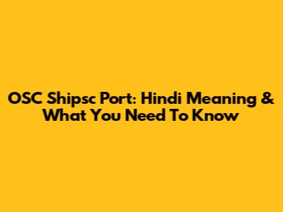 OSC Shipsc Port: Hindi Meaning & What You Need To Know