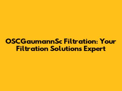 OSCGaumannSc Filtration: Your Filtration Solutions Expert