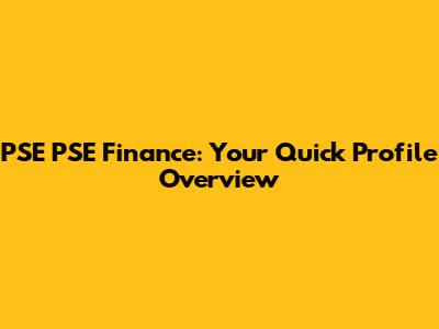 PSE PSE Finance: Your Quick Profile Overview