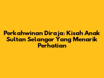 Perkahwinan Diraja: Kisah Anak Sultan Selangor Yang Menarik Perhatian