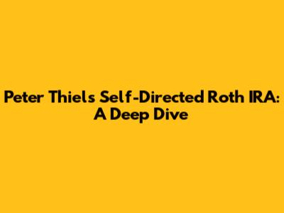 Peter Thiel's Self-Directed Roth IRA: A Deep Dive