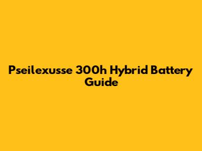 Pseilexusse 300h Hybrid Battery Guide