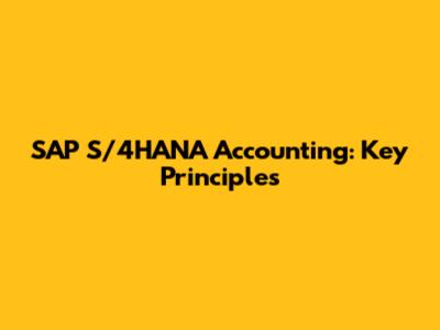SAP S/4HANA Accounting: Key Principles