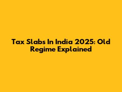 Tax Slabs In India 2025: Old Regime Explained