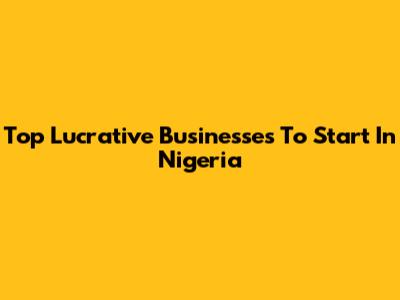 Top Lucrative Businesses To Start In Nigeria