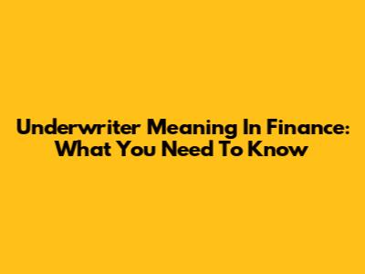 Underwriter Meaning In Finance: What You Need To Know