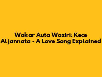 Wakar Auta Waziri: Kece Aljannata - A Love Song Explained