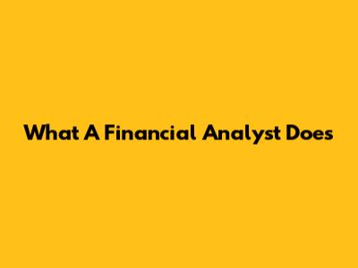 What A Financial Analyst Does