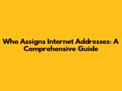Who Assigns Internet Addresses: A Comprehensive Guide
